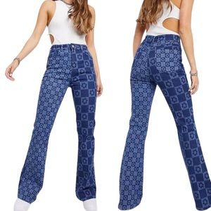 Jaded London Flower Print Retro Flare Jeans  Size 25